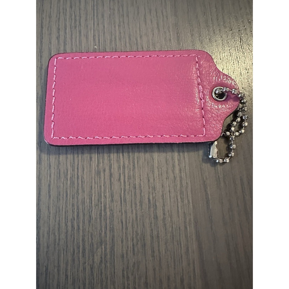 COACH Hot Pink Leather Silver Chain Replacement Purse Handbag Hang Tag Charm - Picture 3 of 4